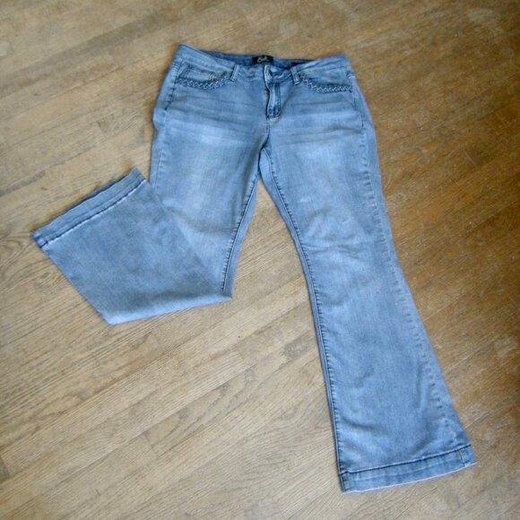 Earl Jeans Size 14 Women's Mid Rise Flare Leg - Braid Accents on Pockets - Picture 4 of 5